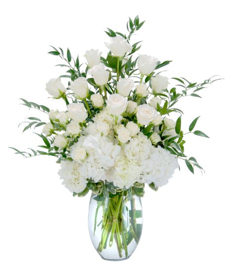 A bouquet of  white roses and hydrangea